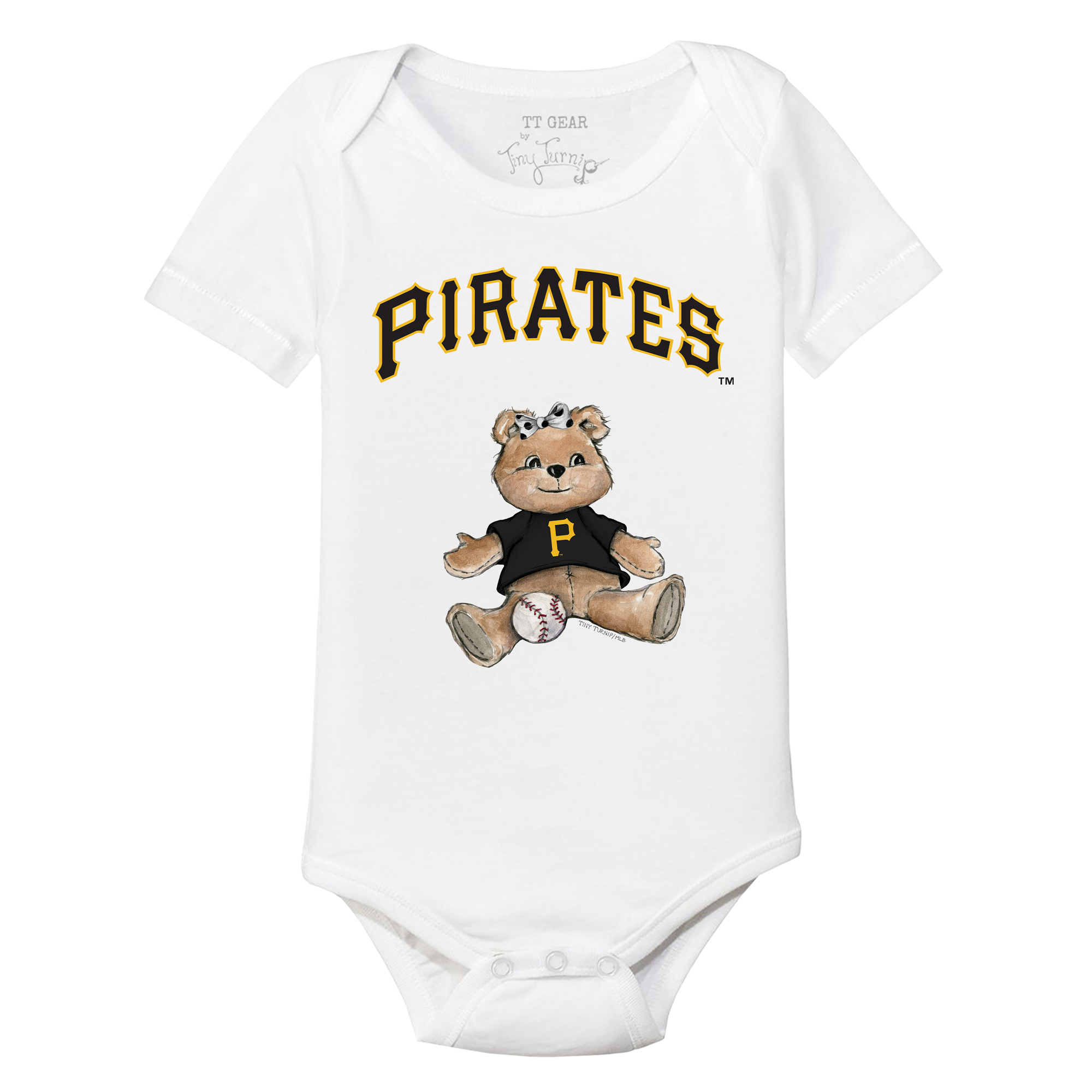 Infant Tiny Turnip White Pittsburgh Pirates Girl Teddy Bodysuit - Image 5