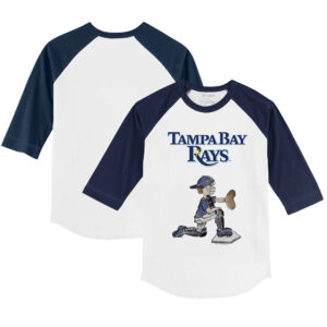 Toddler Tiny Turnip White/Navy Tampa Bay Rays Caleb 3/4-Sleeve Raglan T-Shirt