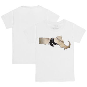 Toddler Tiny Turnip White Boston Red Sox State Outline T-Shirt