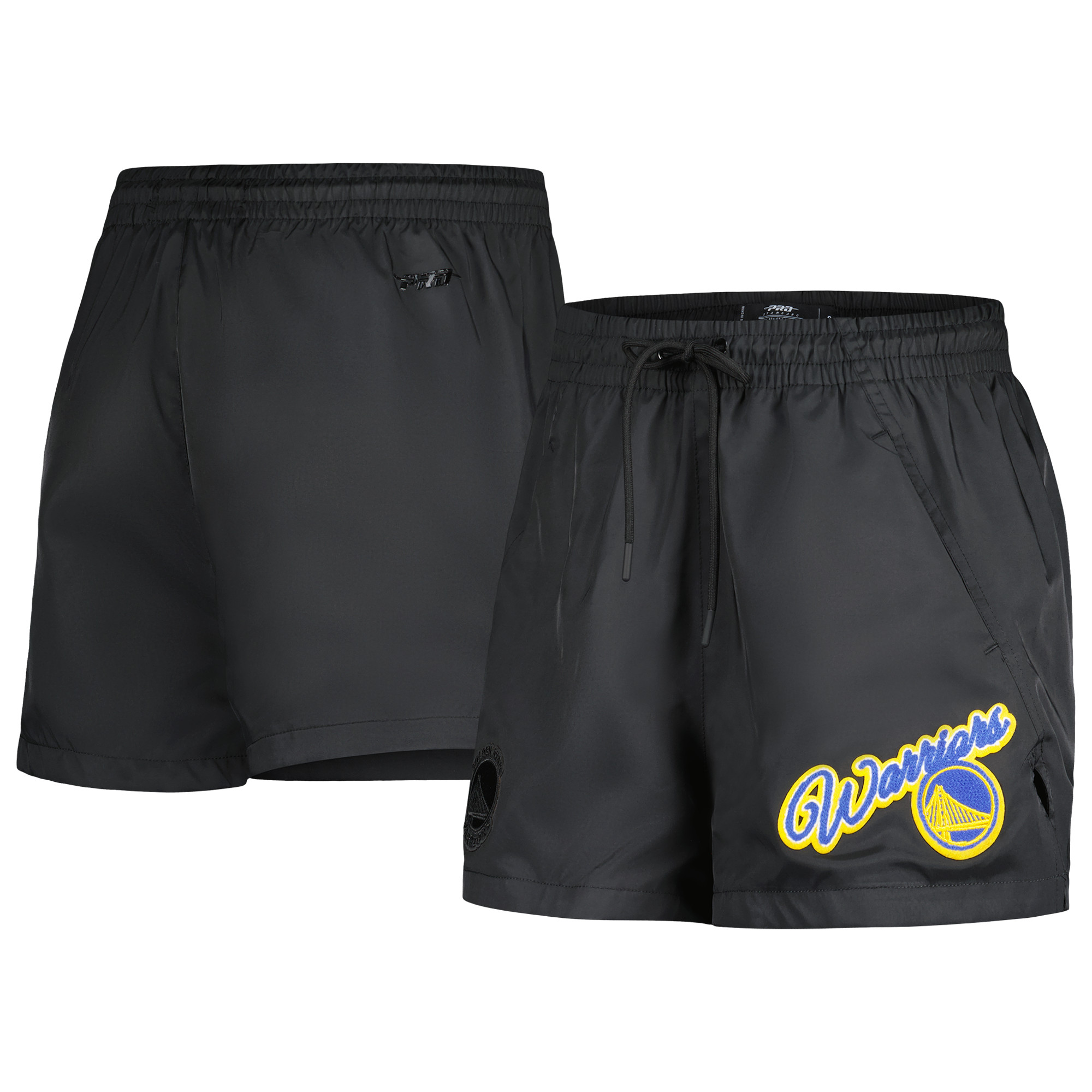 Women's Pro Standard Black Golden State Warriors Script Woven Shorts - Image 2