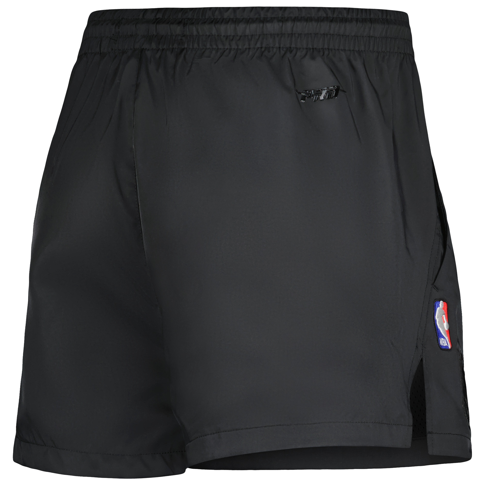 Women's Pro Standard Black Golden State Warriors Script Woven Shorts - Image 7