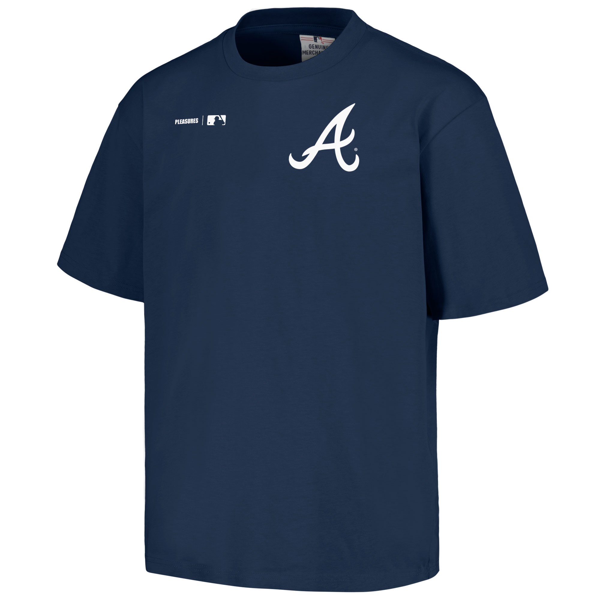 Men's PLEASURES Navy Atlanta Braves Precision T-Shirt - Image 3