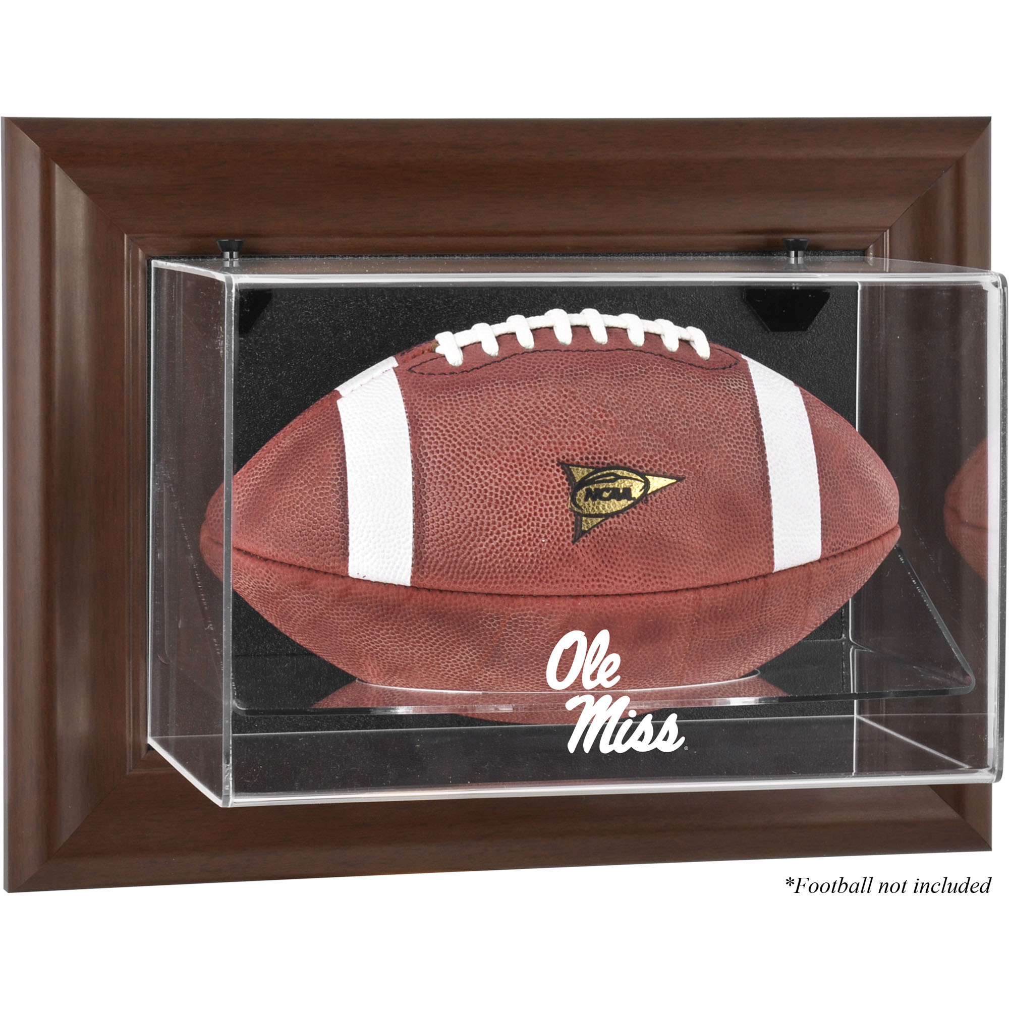 Ole Miss Rebels Brown Framed Logo Wall-Mountable Football Display Case