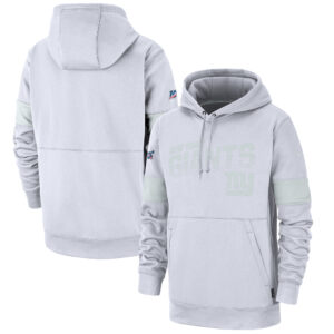 Men's Nike White New York Giants NFL 100 2019 Sideline Platinum Therma Pullover Hoodie