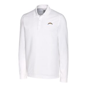 Men's Cutter & Buck White Los Angeles Chargers Advantage Long Sleeve Polo