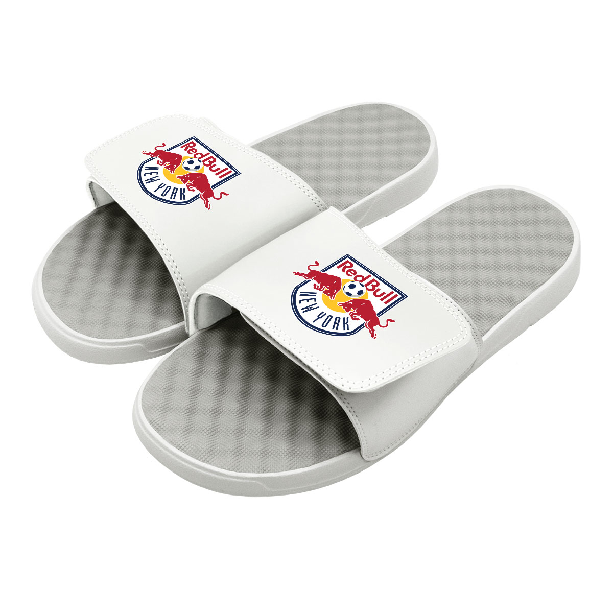 Men's ISlide White/Gray New York Red Bulls Primary Logo Slide Sandals