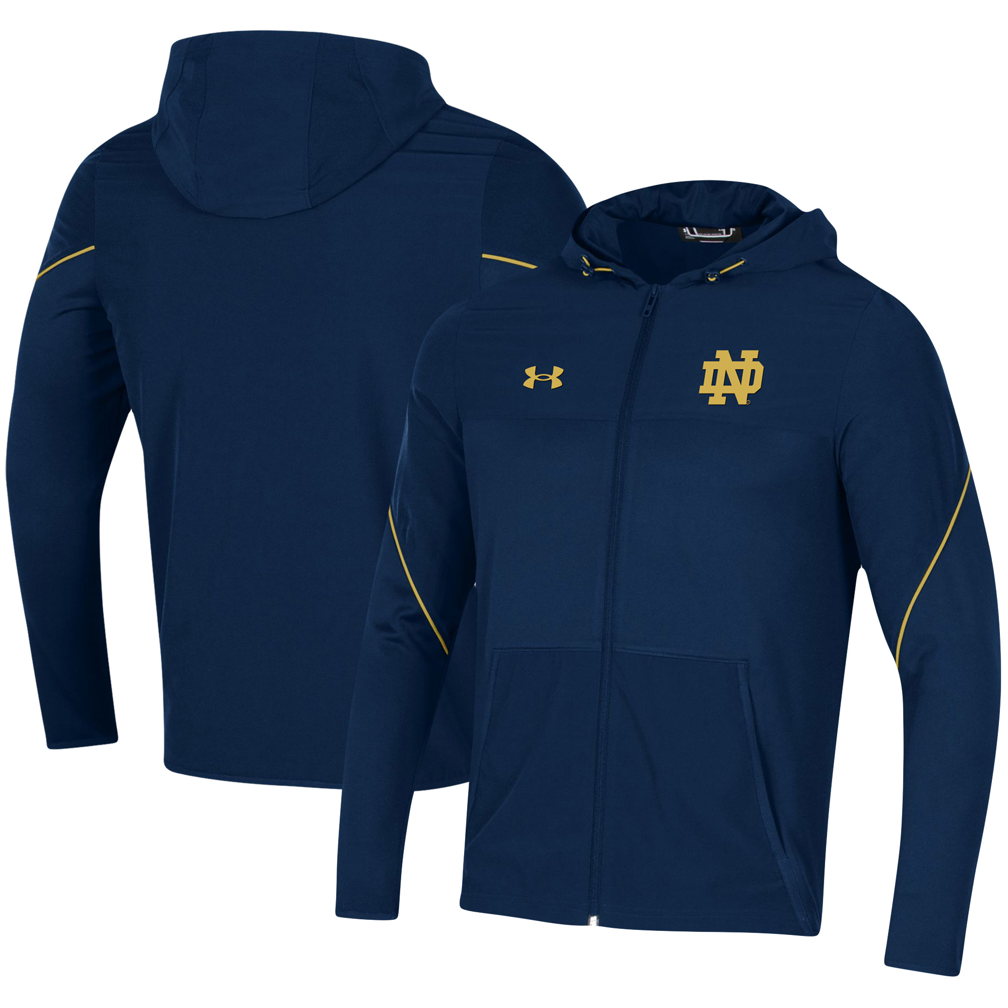 Men's Under Armour Navy Notre Dame Fighting Irish 2021 Sideline Warm-Up Full-Zip Hoodie - Image 8