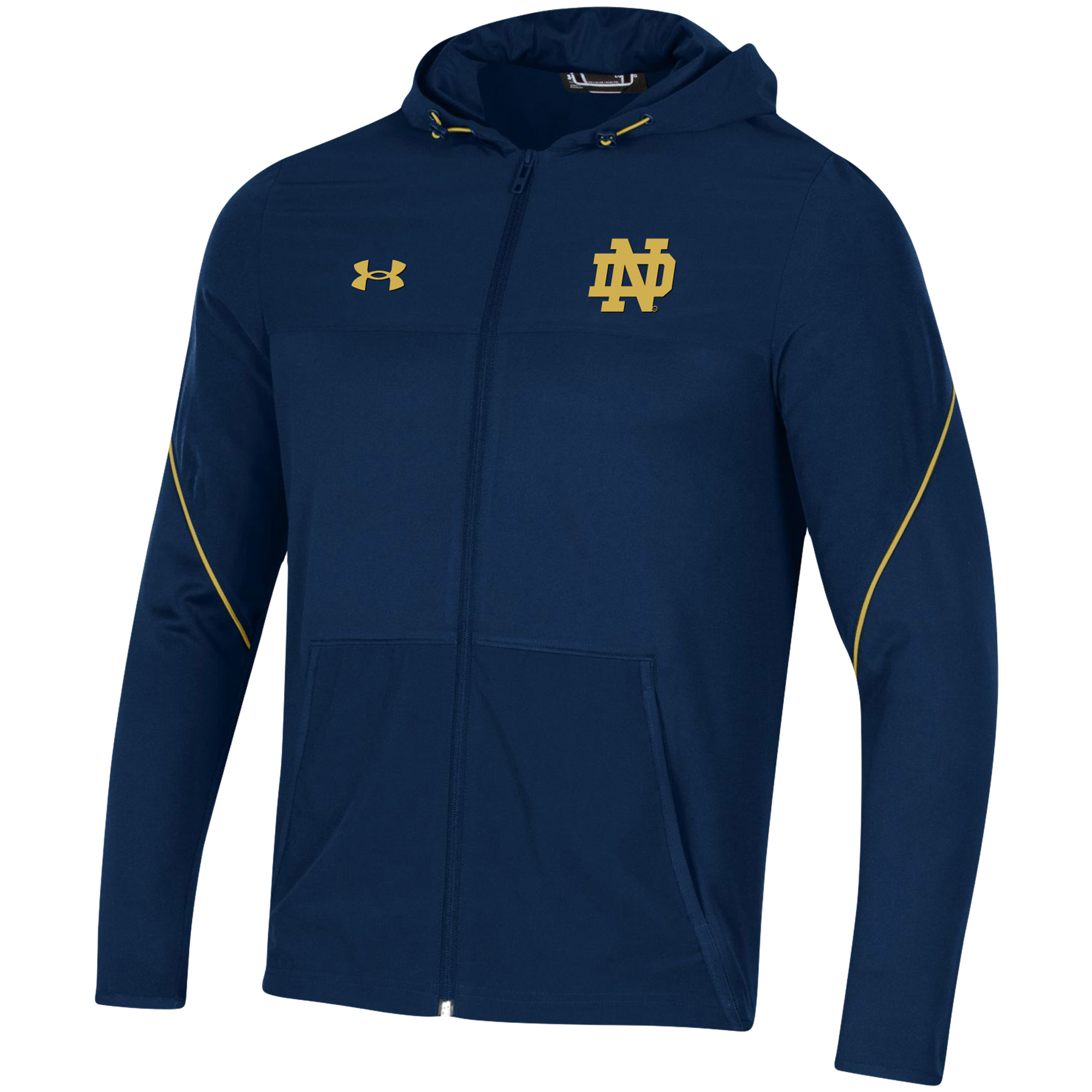 Men's Under Armour Navy Notre Dame Fighting Irish 2021 Sideline Warm-Up Full-Zip Hoodie - Image 9