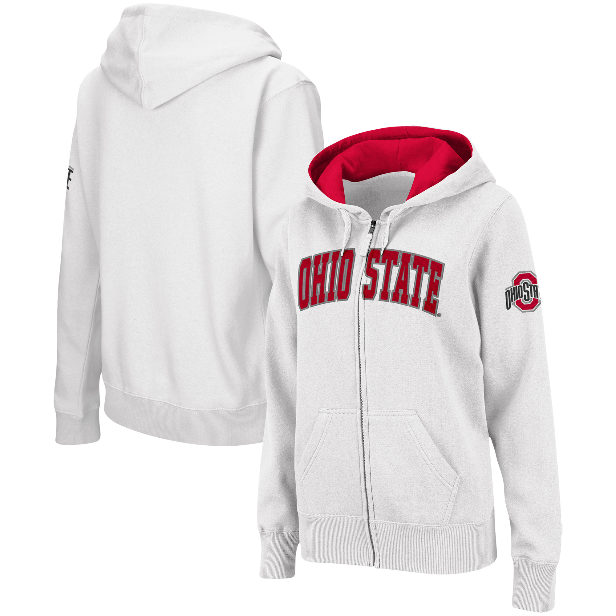 Women's White Ohio State Buckeyes Arched Name Full-Zip Hoodie - Image 2