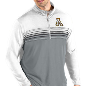 Men's Antigua White/Gray Appalachian State Mountaineers Pace Quarter-Zip Pullover Jacket