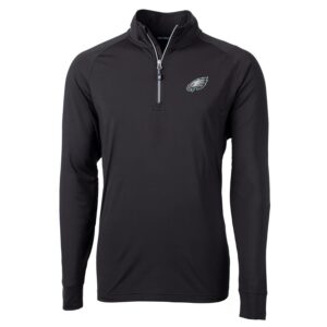 Men's Cutter & Buck Black Philadelphia Eagles Adapt Eco Knit Quarter-Zip Pullover Jacket