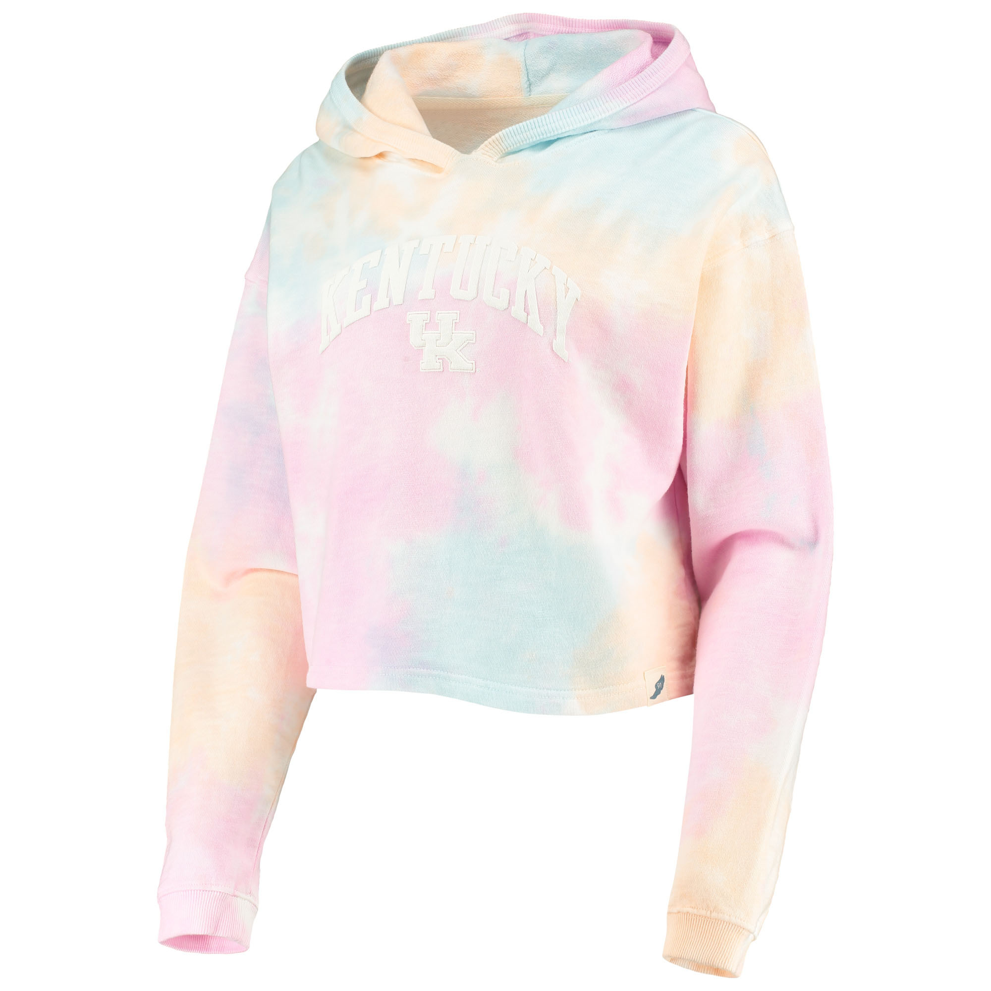 Women's League Collegiate Wear Pink/White Kentucky Wildcats Tie-Dye Cropped Pullover Hoodie - Image 7