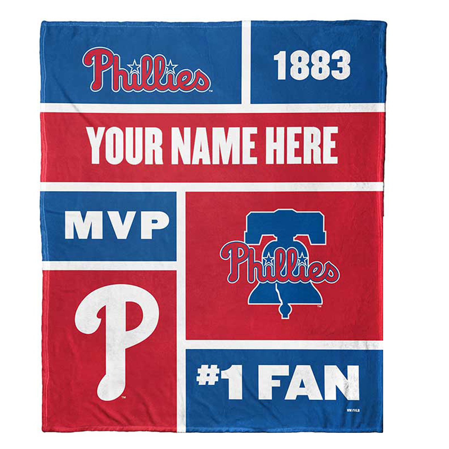 The Northwest Group Philadelphia Phillies 50'' x 60'' Colorblock Personalized Sherpa Throw