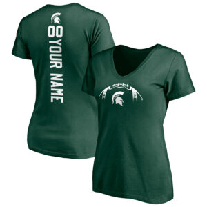 Women's Green Michigan State Spartans Playmaker Football Personalized Name & Number V-Neck T-Shirt