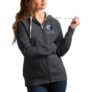 Women's Antigua Charcoal Memphis Grizzlies Victory Full-Zip Hoodie