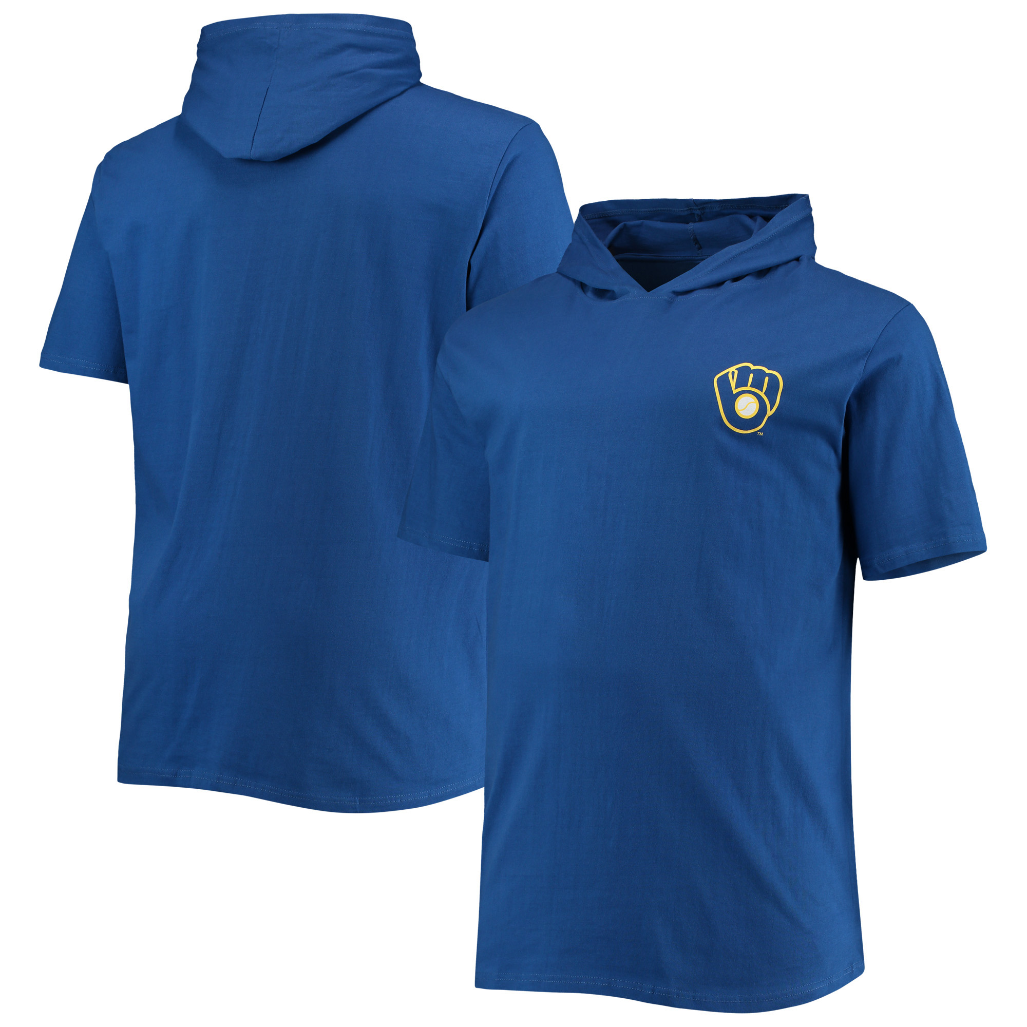 Men's Royal Milwaukee Brewers Big & Tall Jersey Short Sleeve Pullover Hoodie T-Shirt - Image 2