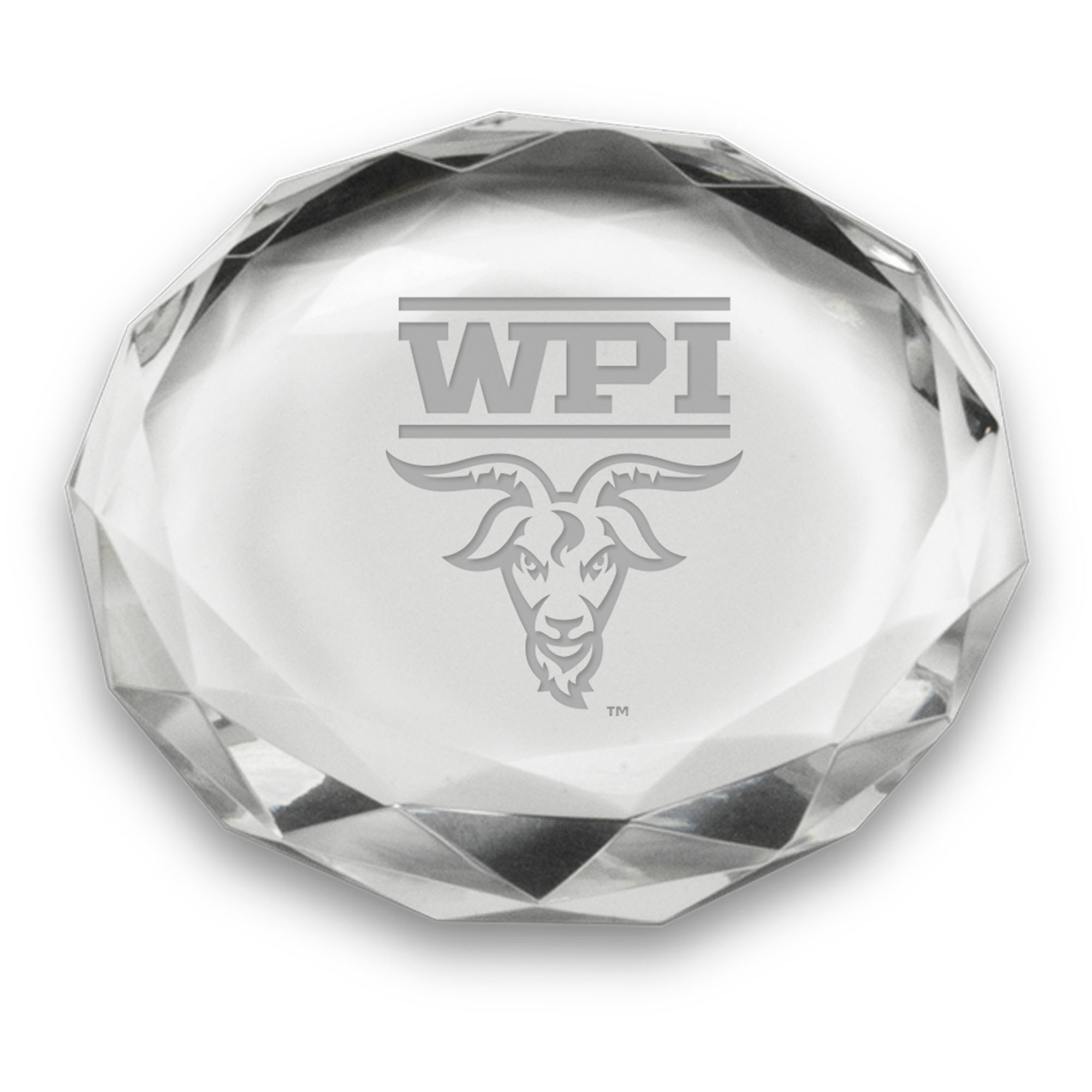 Worcester Polytechnic Institute Engineers 3'' Optic Crystal Faceted Paperweight