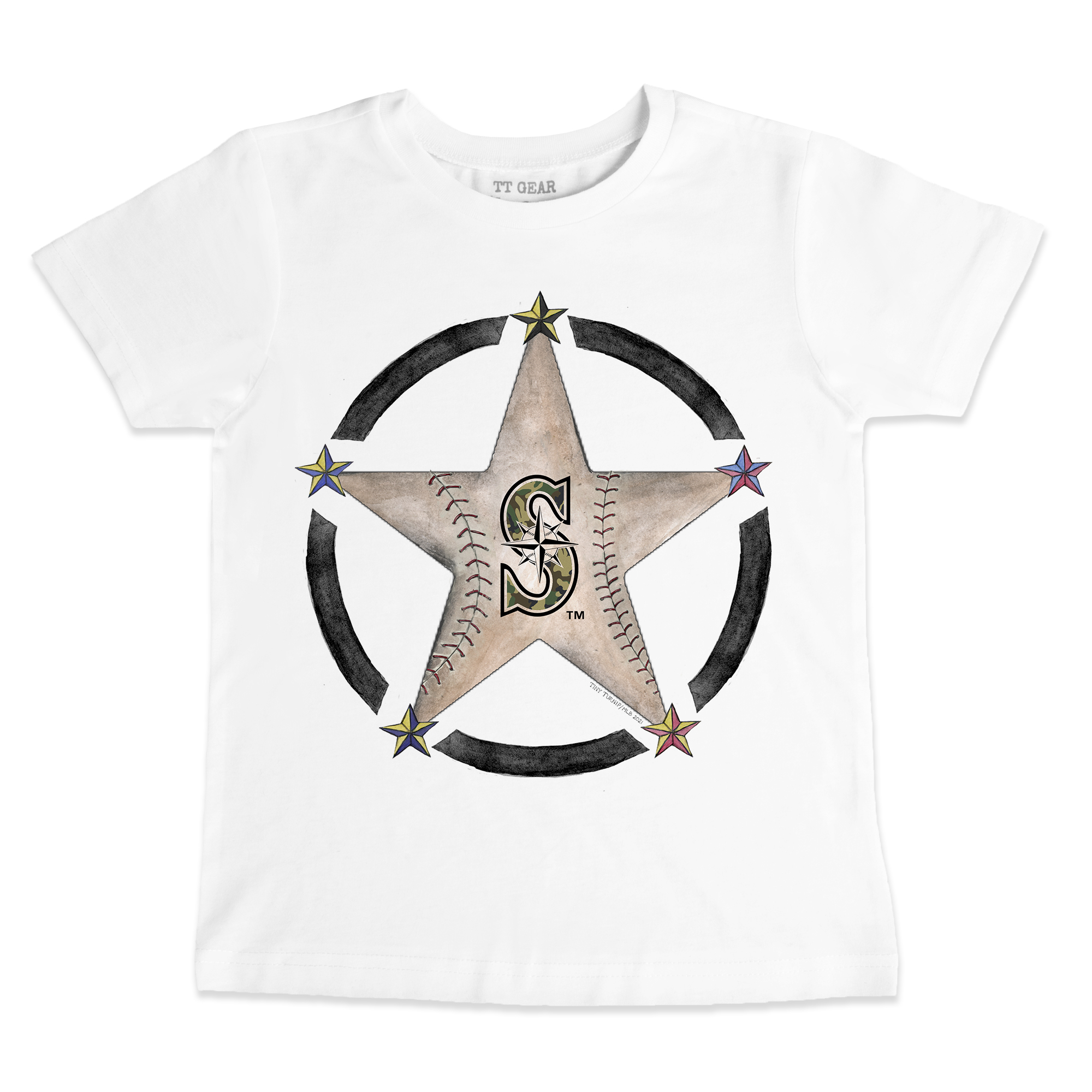 Toddler Tiny Turnip White Seattle Mariners Military Star T-Shirt