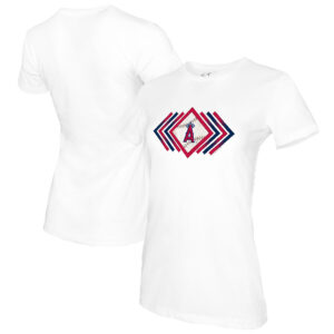 Women's Tiny Turnip White Los Angeles Angels Prism Arrows T-Shirt
