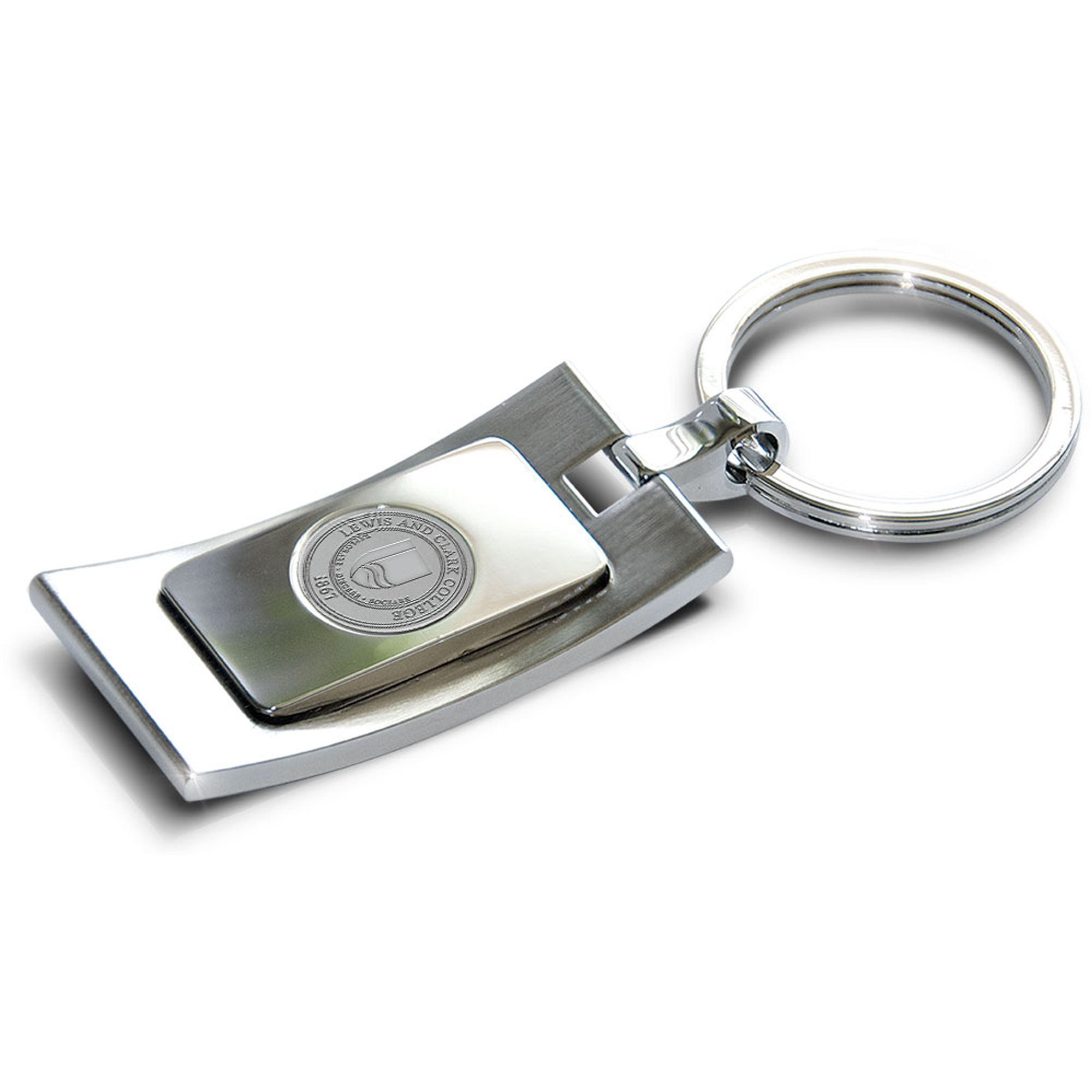 Silver Lewis & Clark College Pioneers Team Logo Curve Key Ring