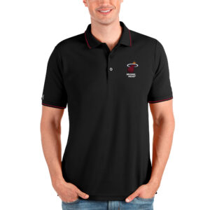 Men's Antigua Black Miami Heat Affluent Polo