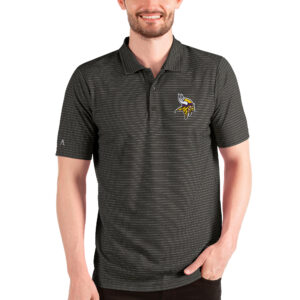 Men's Antigua Heathered Black/Silver Minnesota Vikings Esteem Polo