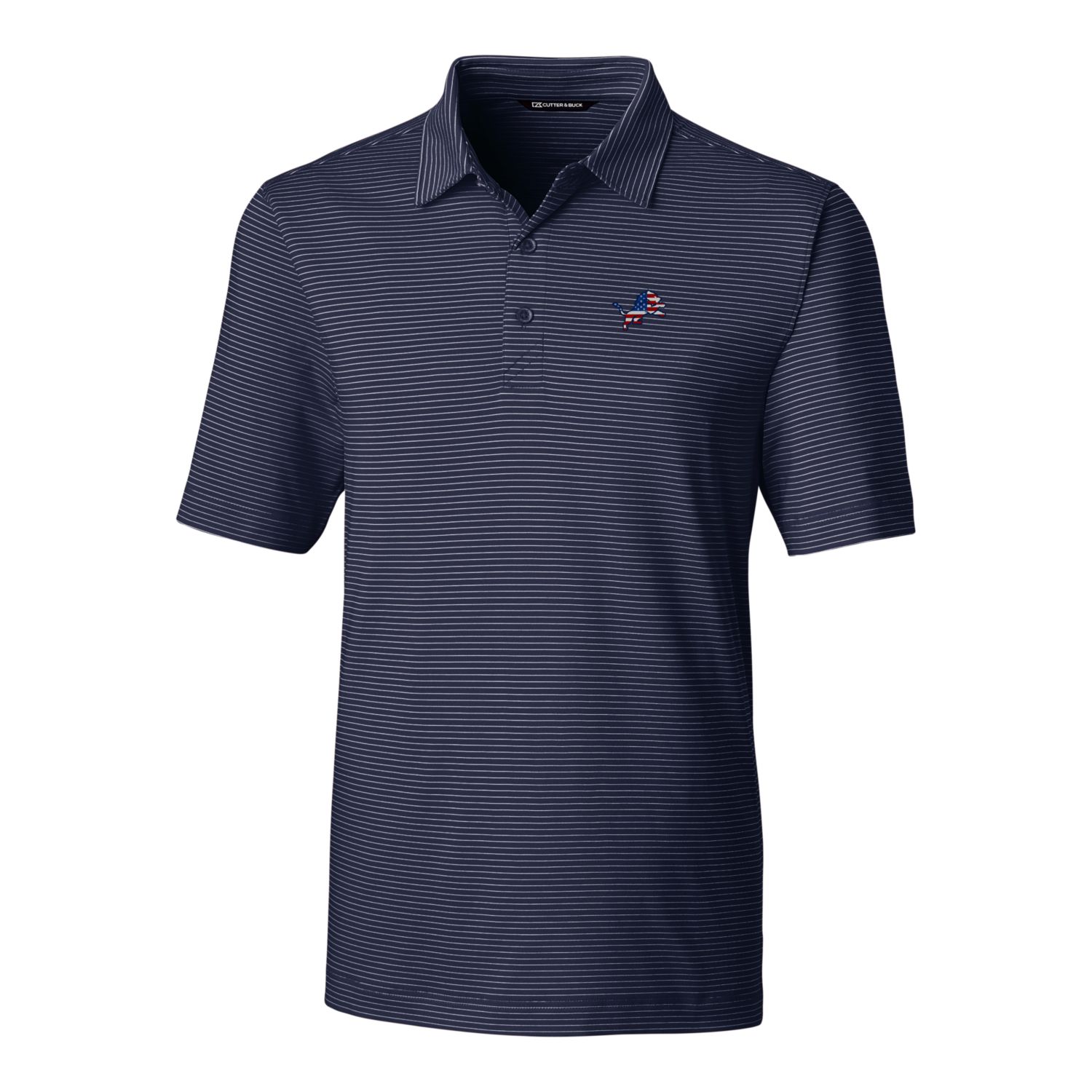 Men's Cutter & Buck Navy Detroit Lions Big & Tall Forge Pencil Stripe Stretch Polo - Image 3