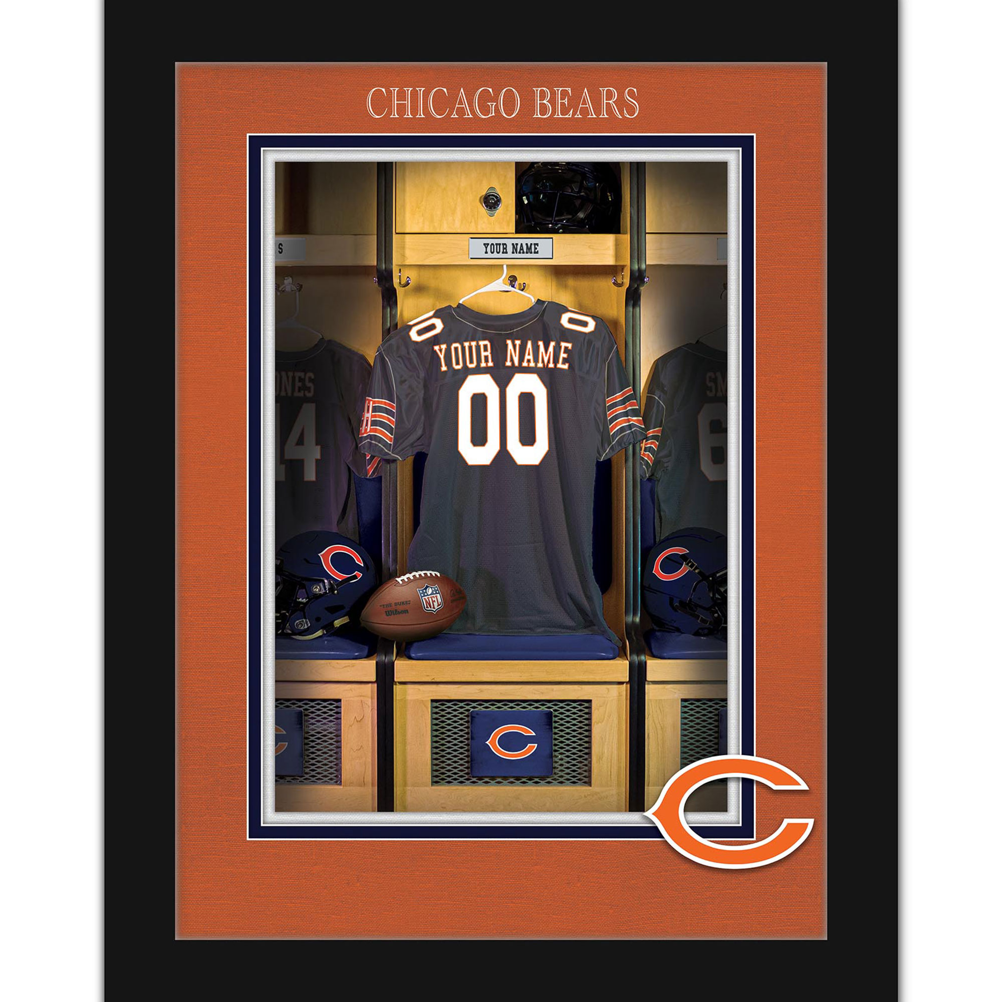 Chicago Bears 12'' x 16'' Personalized Team Jersey Print