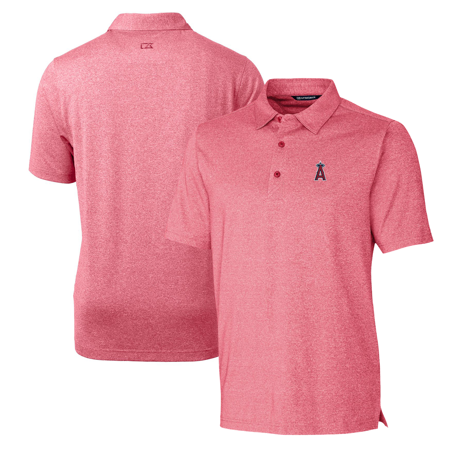 Men's Cutter & Buck Heathered Red Los Angeles Angels Forge Stretch Polo