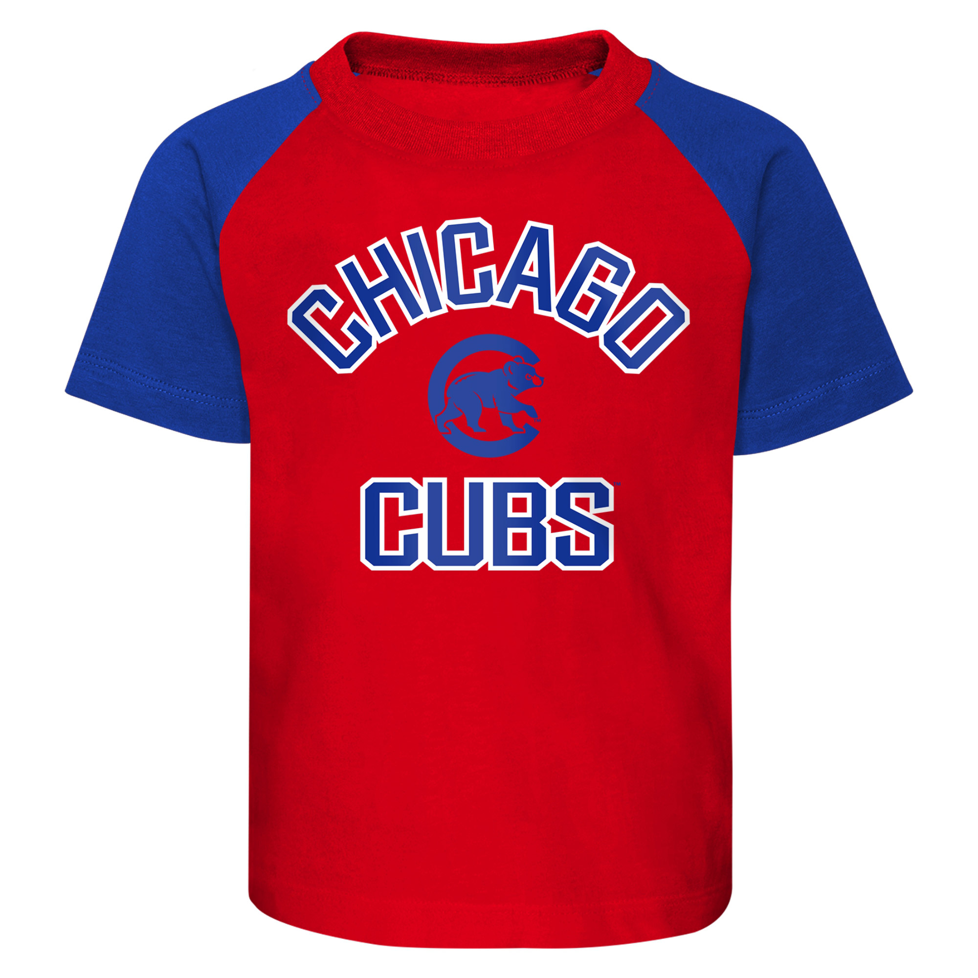 Toddler Red/Heather Gray Chicago Cubs Two-Piece Groundout Baller Raglan T-Shirt & Shorts Set - Image 3
