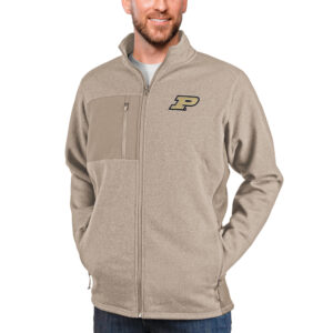 Men's Antigua Oatmeal Purdue Boilermakers Course Full-Zip Jacket