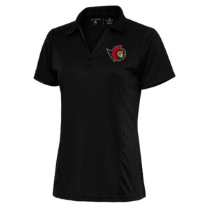 Women's Antigua Black Ottawa Senators Team Logo Tribute Polo
