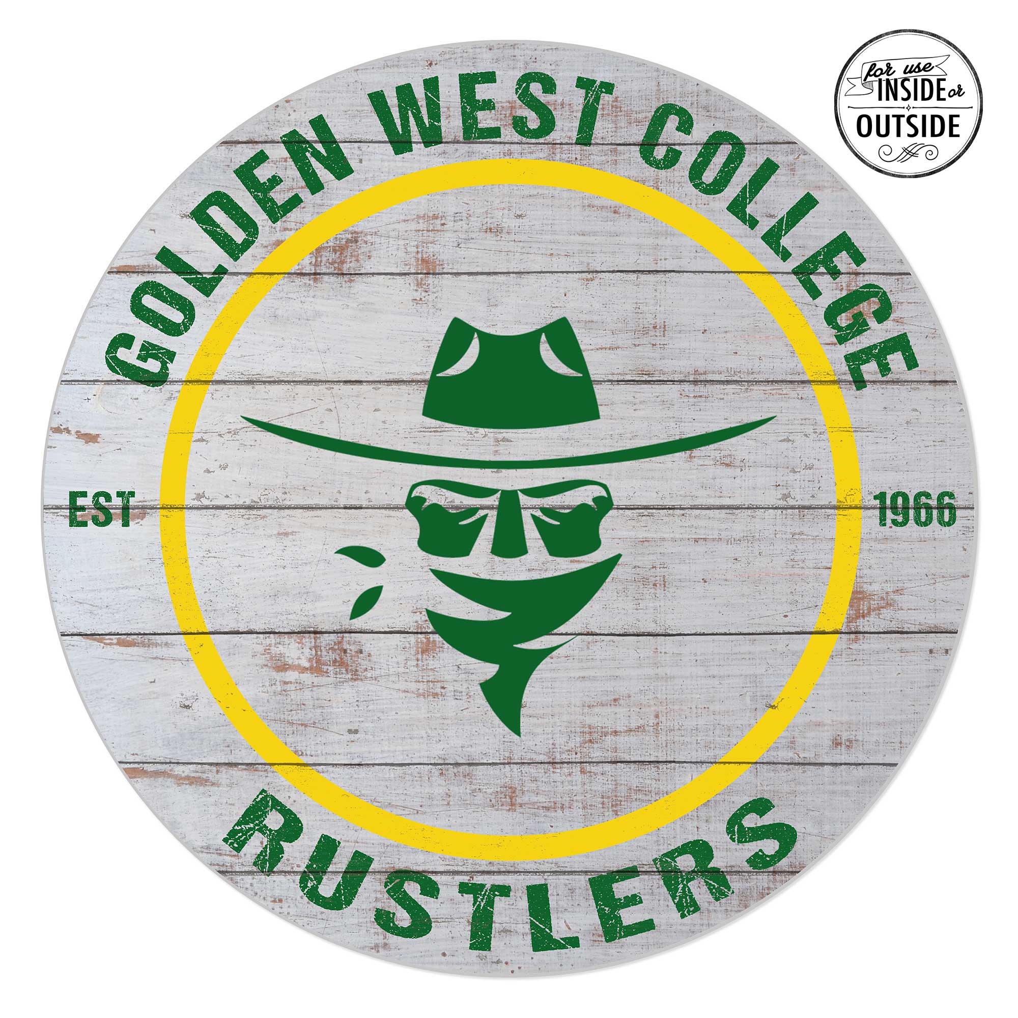 Golden West College 20'' x 20'' Indoor/Outdoor Weathered Circle Sign