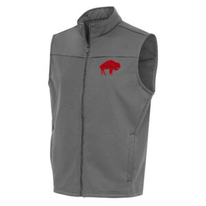 Men's Antigua Steel Buffalo Bills Team Logo Throwback Links Golf Full-Zip Vest