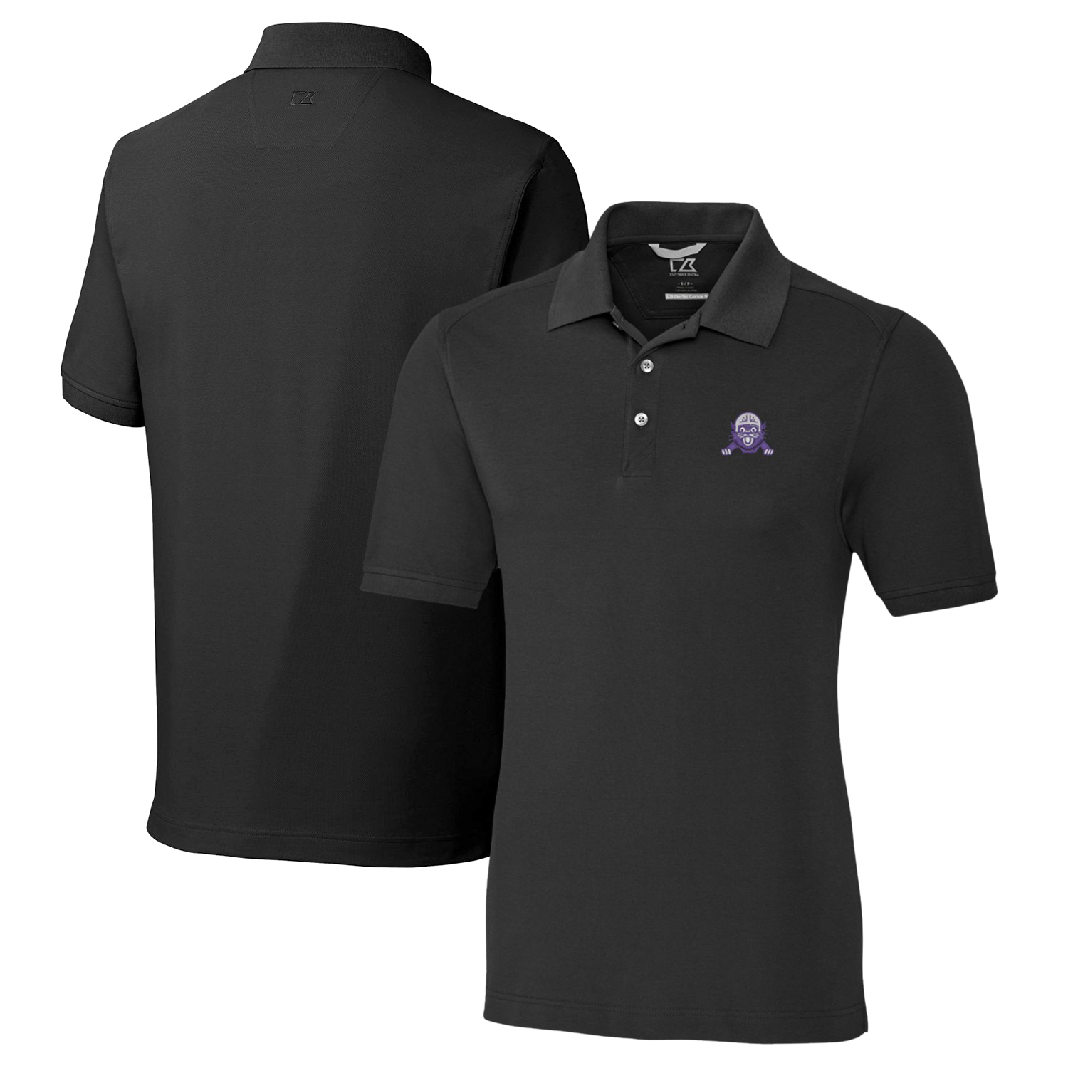 Men's Cutter & Buck Black Northwestern Wildcats Vault Advantage Tri-Blend Pique Big & Tall Polo - Image 2