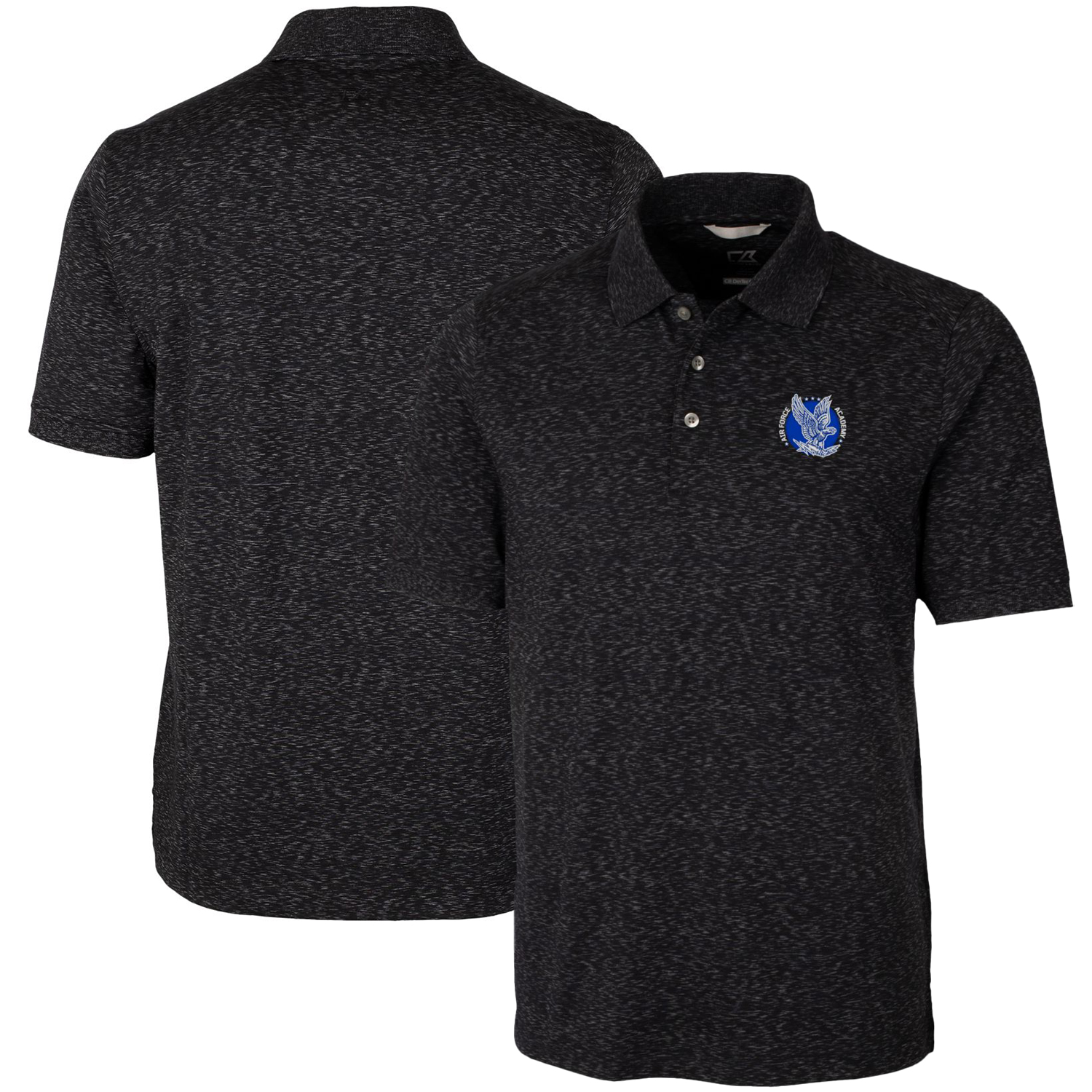Men's Cutter & Buck Black Air Force Falcons Vault Advantage Tri-Blend Space Dye Big & Tall Polo