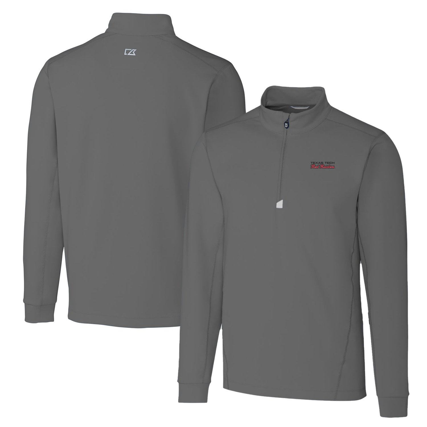 Men's Cutter & Buck Steel Texas Tech Red Raiders Big & Tall Traverse Stretch Quarter-Zip Pullover Top
