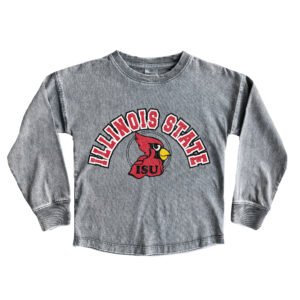 Youth Gameday Couture Gray Illinois State Redbirds Faded Wash Pullover Top