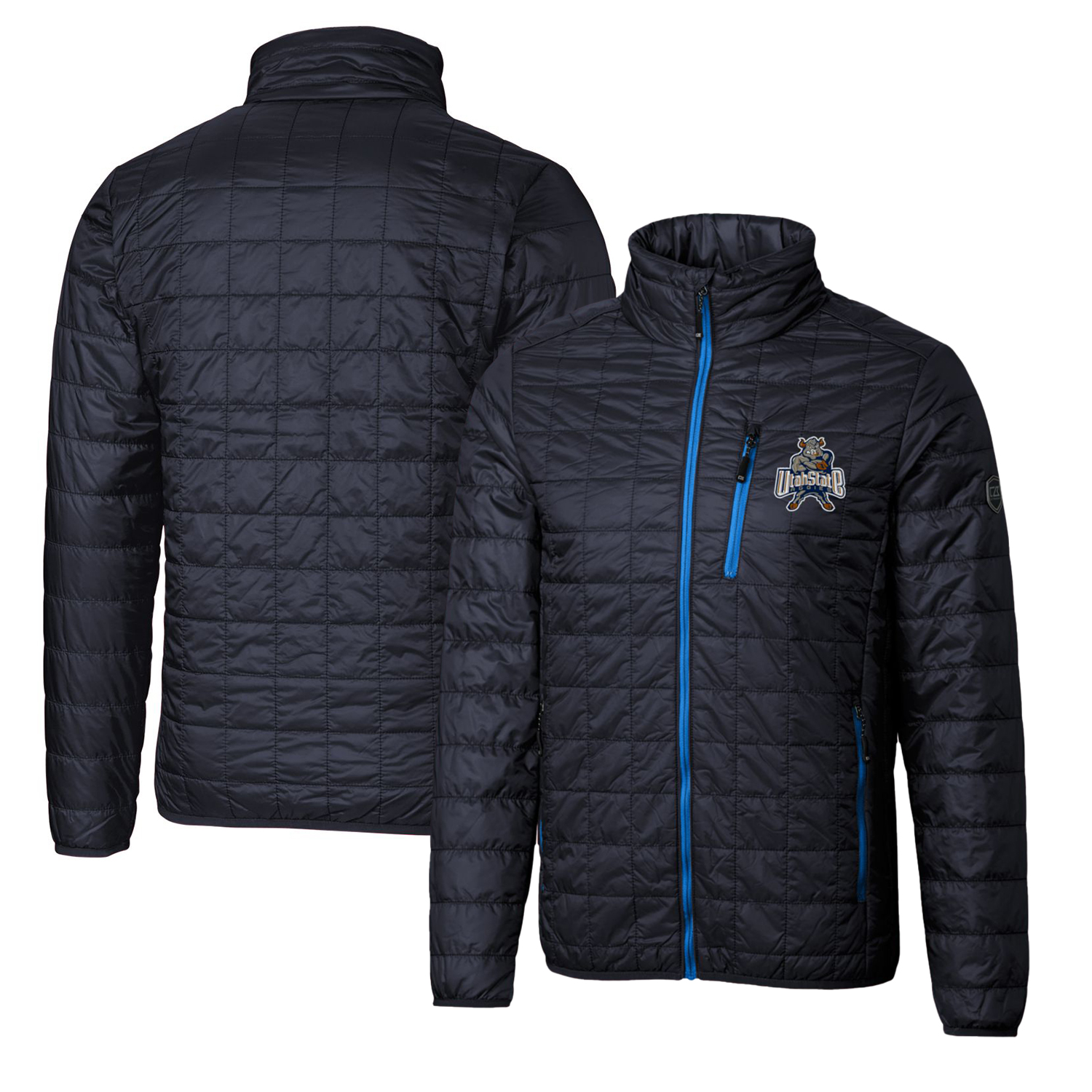 Cutter & Buck Navy Utah State Aggies Primary Team Logo Rainier PrimaLoft Eco Insulated Full-Zip Puffer Jacket - Image 2