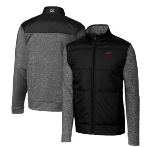 Men's Cutter & Buck Black New Mexico State Aggies Vault Stealth Hybrid Quilted Full-Zip Windbreaker Jacket
