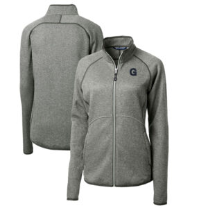 Women's Cutter & Buck Heather Gray Gonzaga Bulldogs Mainsail Sweater-Knit Full-Zip Jacket