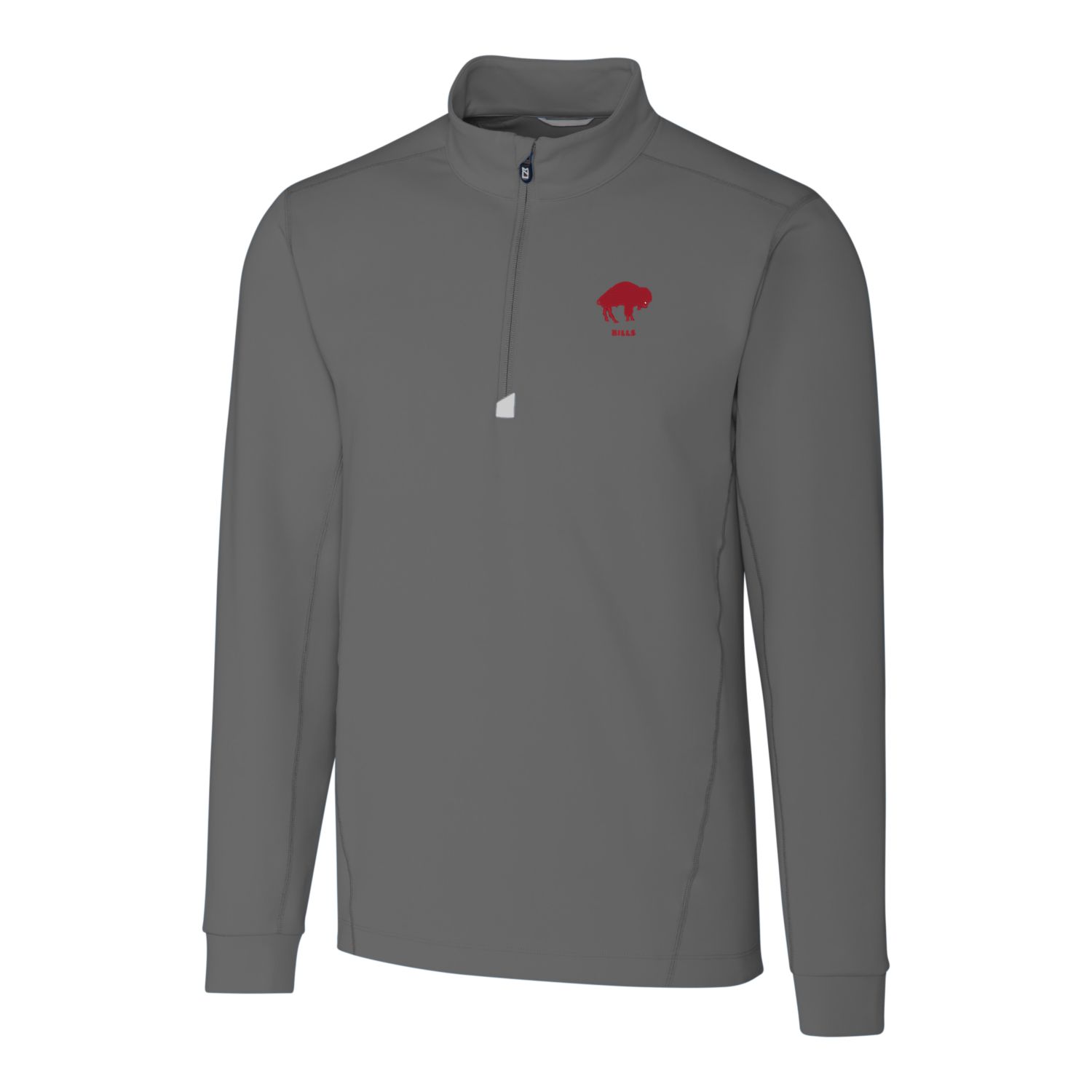 Men's Cutter & Buck Steel Buffalo Bills Throwback Logo Traverse Stretch Quarter-Zip Big & Tall Pullover Top - Image 3