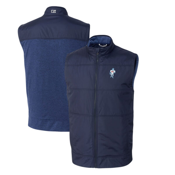 Men's Cutter & Buck Navy Houston Oilers Throwback Logo Stealth Hybrid Quilted Windbreaker Full-Zip Vest - Image 5