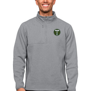 Men's Antigua Gray Portland Timbers Primary Team Logo Course Quarter-Zip Pullover Top