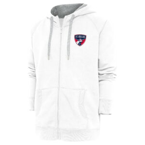 Men's Antigua White FC Dallas Logo Victory Full-Zip Hoodie