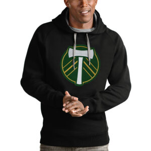 Men's Antigua Black Portland Timbers Victory Pullover Hoodie