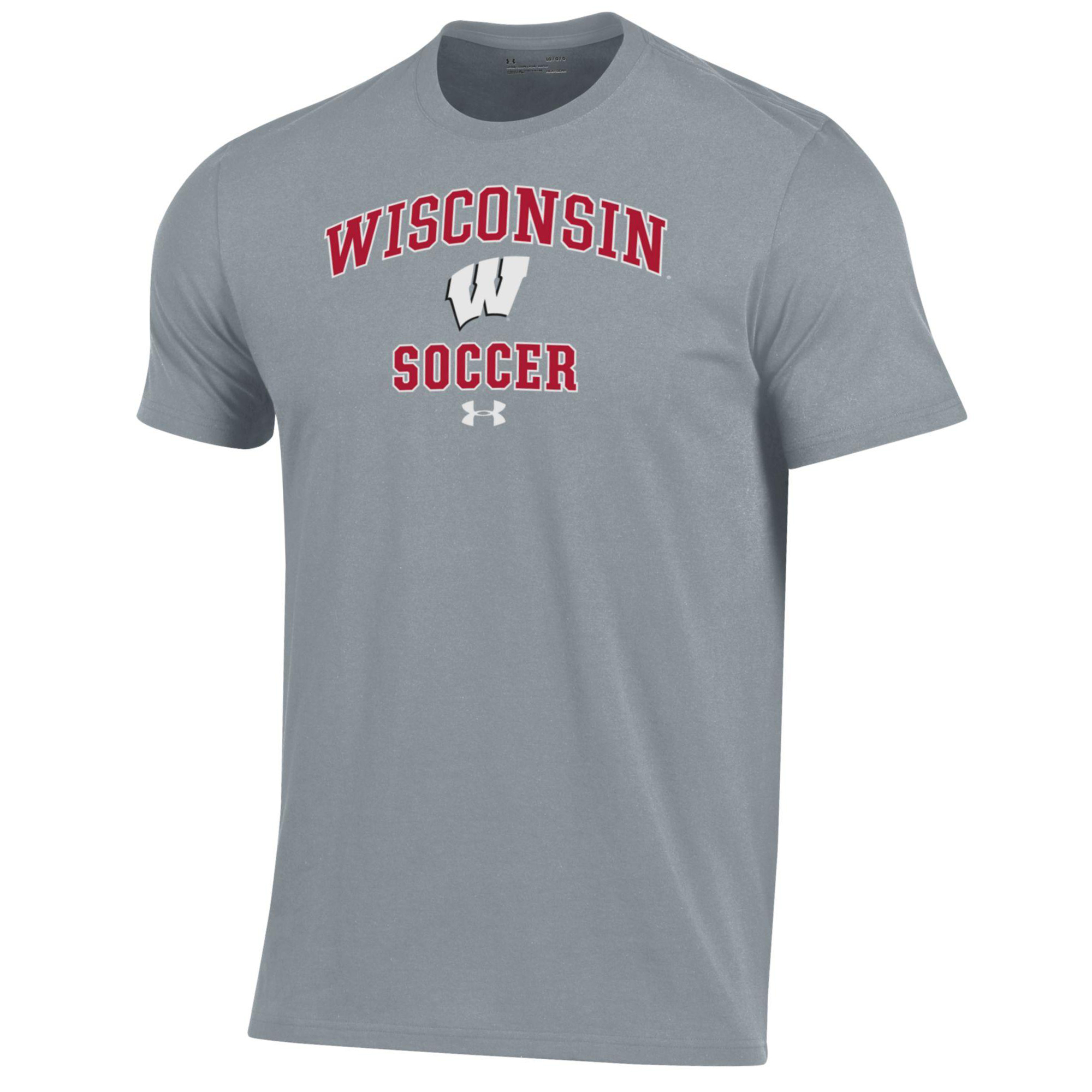 Men's Under Armour Gray Wisconsin Badgers Soccer Arch Over Performance T-Shirt - Image 6