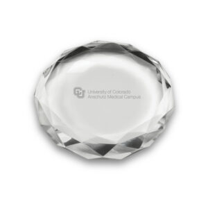 Colorado Anschutz Medical Campus 3'' Optic Crystal Faceted Paperweight