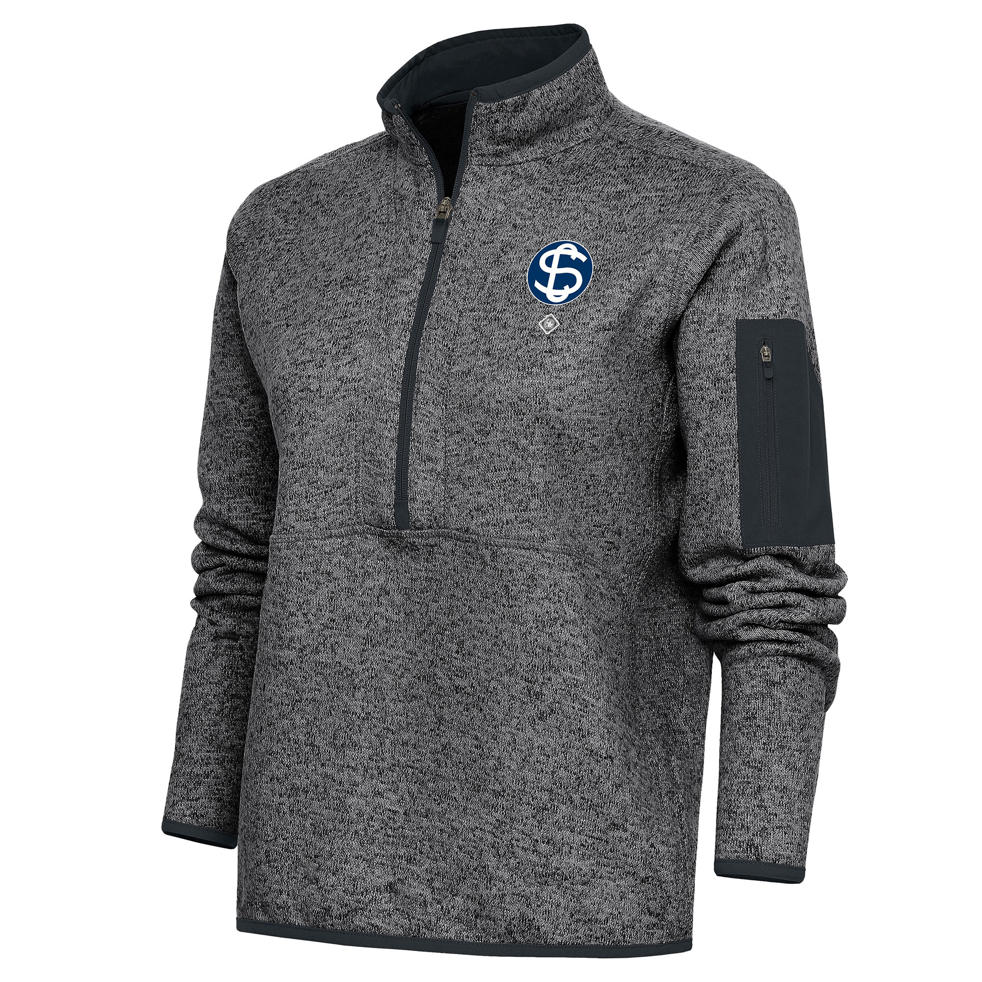 Women's Antigua Heather Charcoal Santa Clara Leopardos Fortune Half-Zip Pullover Jacket