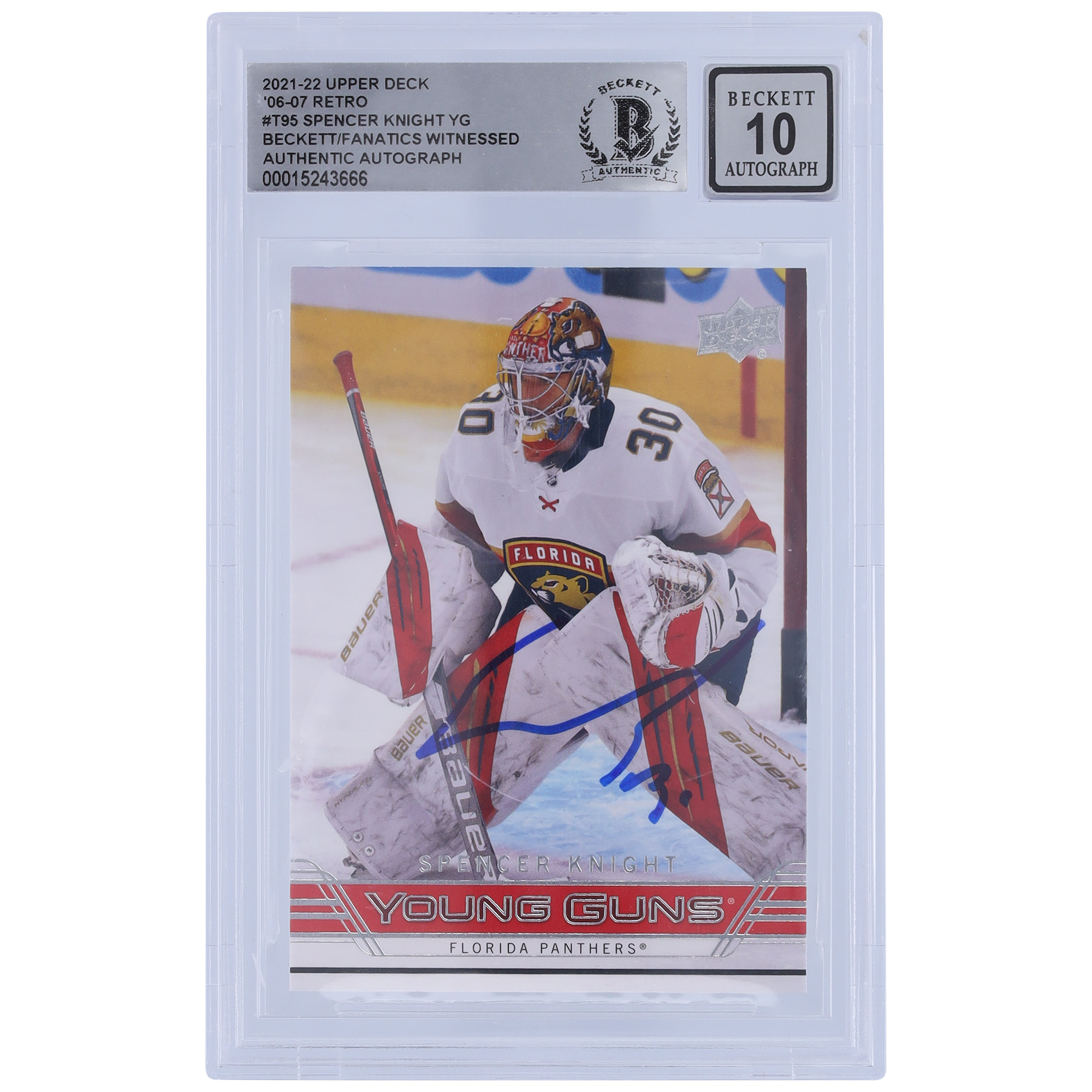 Spencer Knight Florida Panthers Autographed 2021-22 Upper Deck Young Guns Retro 06-07 #T-95 Beckett Fanatics Witnessed Authenticated 10 Rookie Card - Image 4